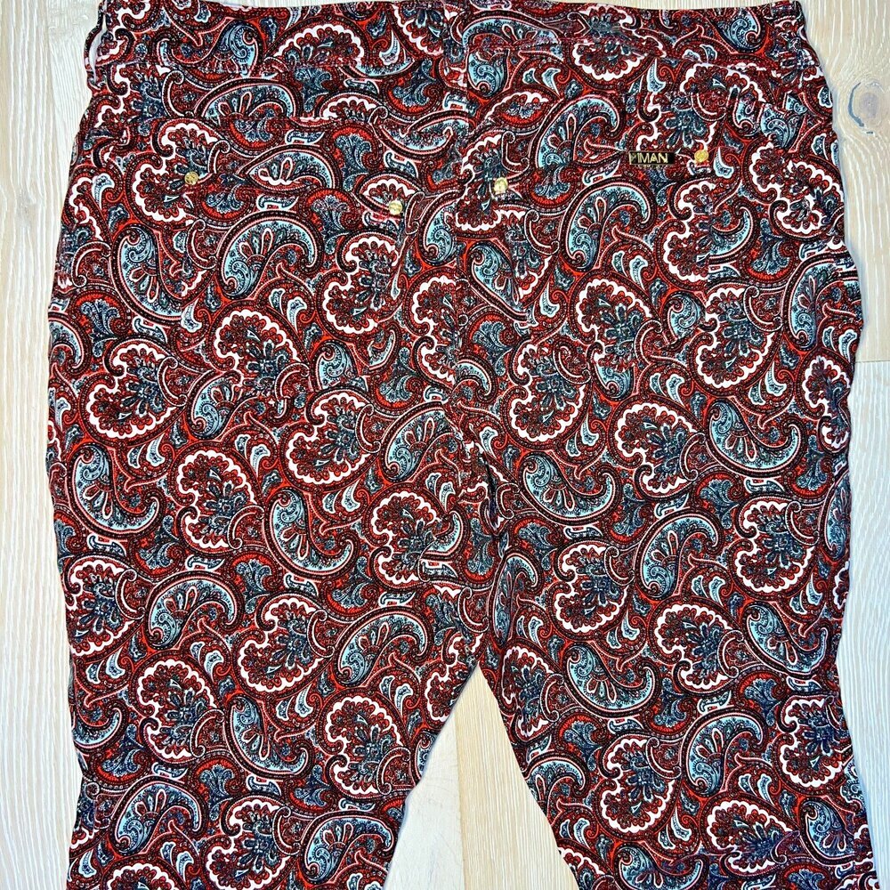 IMAN - Burgundy Paisley Jeans Women's Size 16 Petite Bootcut - Picture 4 of 11